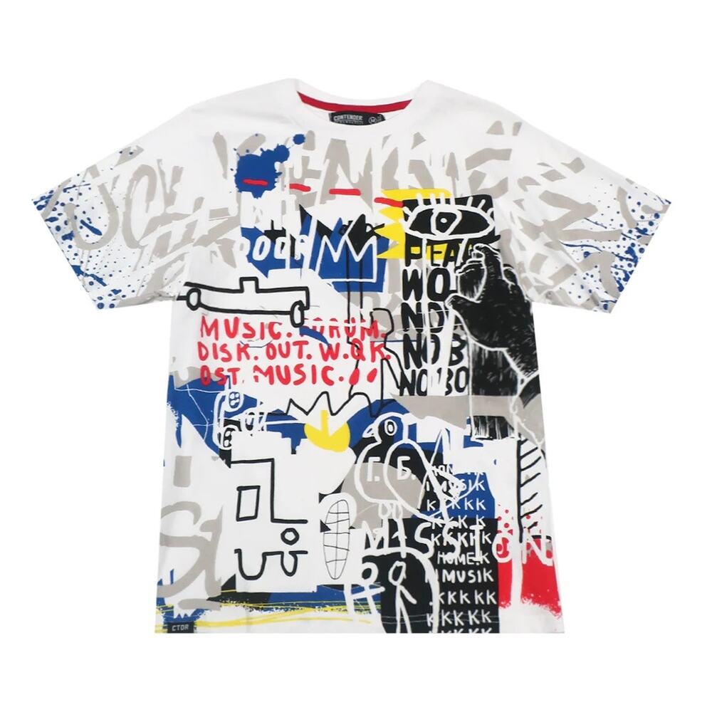 Contender CTDR Streetwear Men's T-Shirt Graffiti Print Short Sleeve Tee